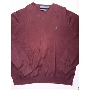 Vintage Polo Ralph Lauren Maroon Label 100% Pima Cotton V-Neck Sweater Size XXL